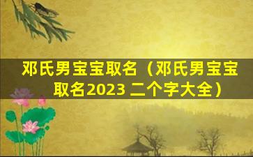 邓氏男宝宝取名（邓氏男宝宝取名2023 二个字大全）